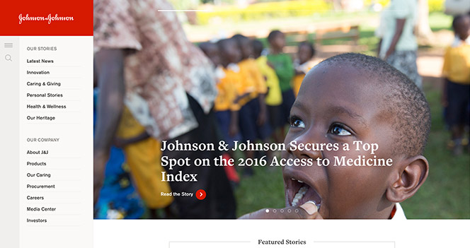 Sitio web de Johnson & Johnson usando Drupal