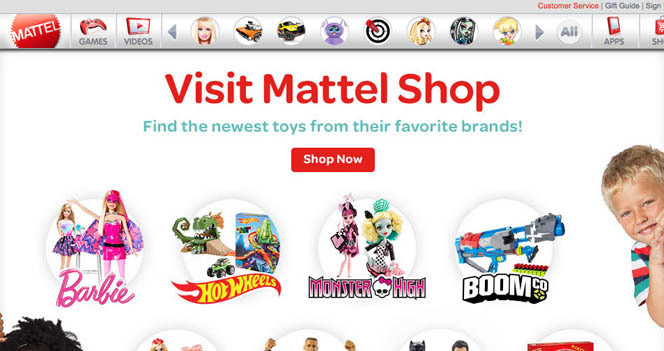 Shot del sitio de Mattel